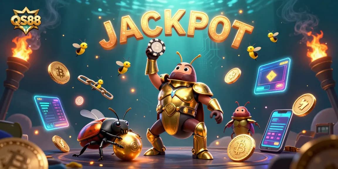 Engage with thrilling games at QS88 featuring dynamic characters celebrating a jackpot.