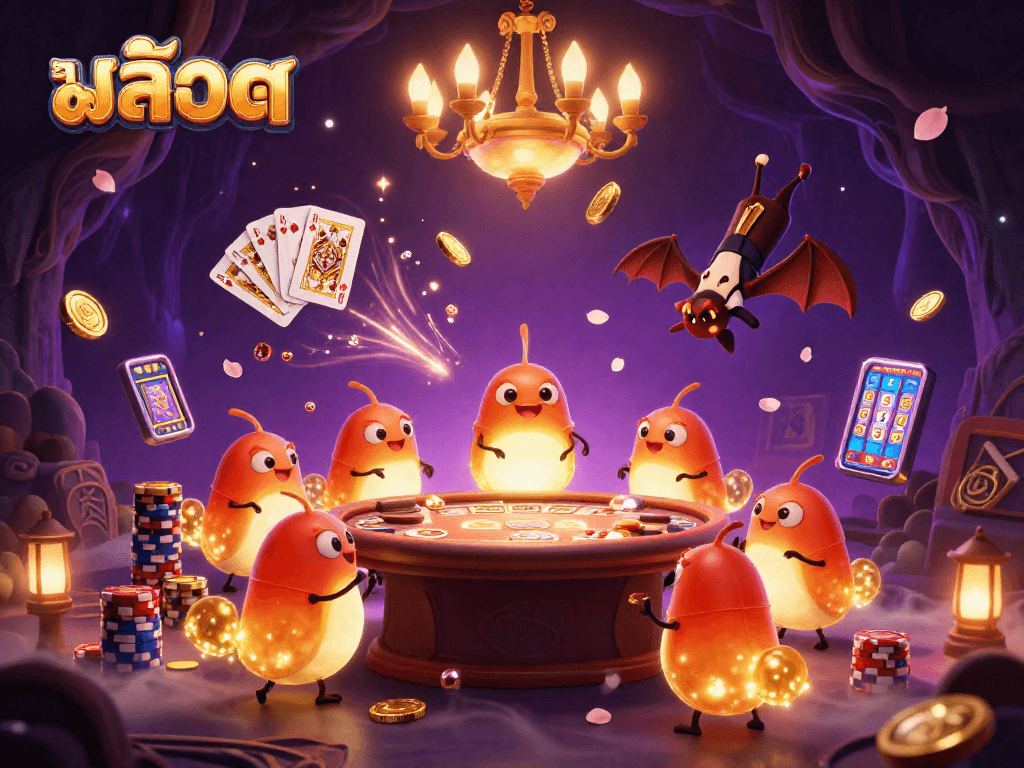 Engage in exciting สล็อต action as glowworms light up a cave casino with vibrant energy.