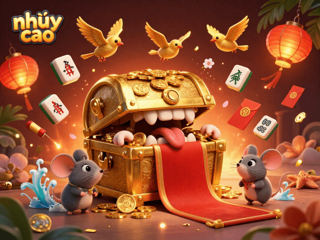 Win big in nhảy cao with golden treasures, vibrant tiles, and festive décor.