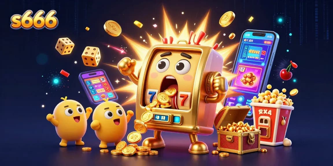 Experience thrilling wins at s666 with golden slot machines pouring coins amidst vibrant casino imagery.