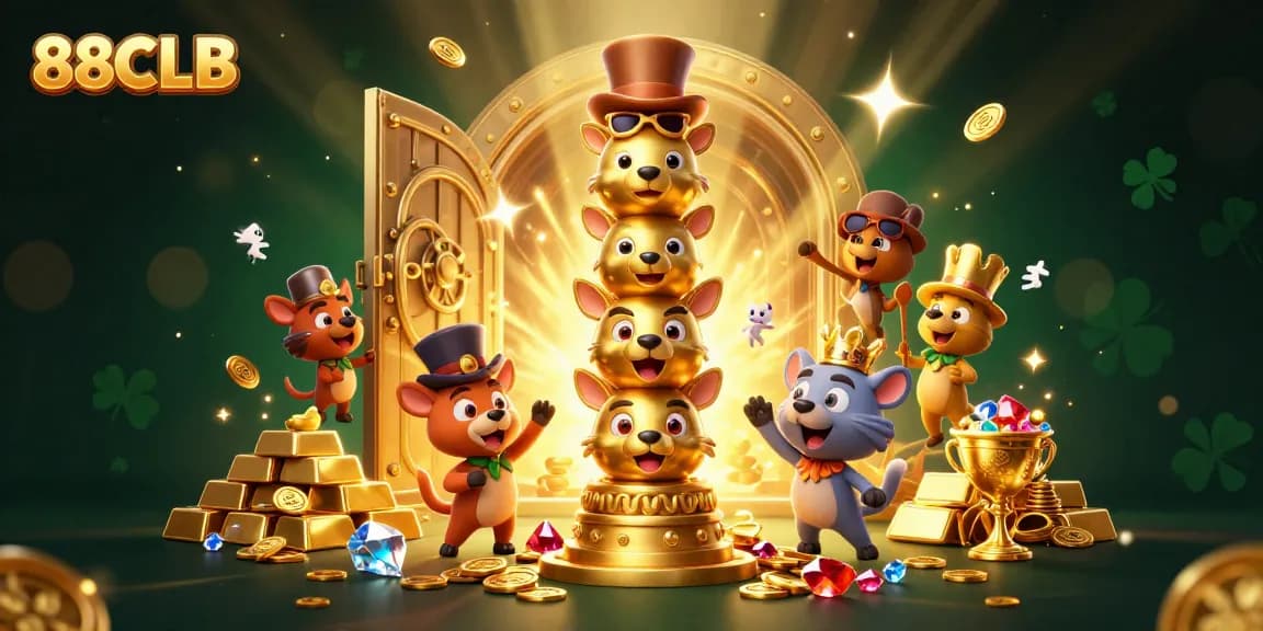 Experience the thrill of 88CLB with a vibrant casino-themed illustration bursting with gaming excitement.