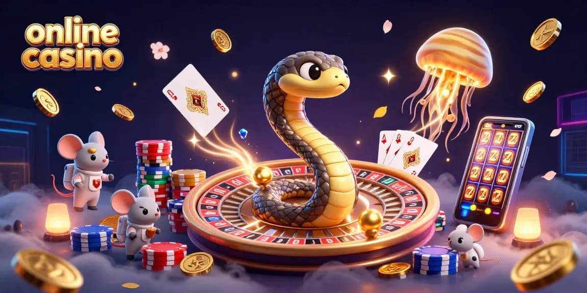 Experience online casino excitement with a 3D golden jellyfish dealer and roulette wheel.