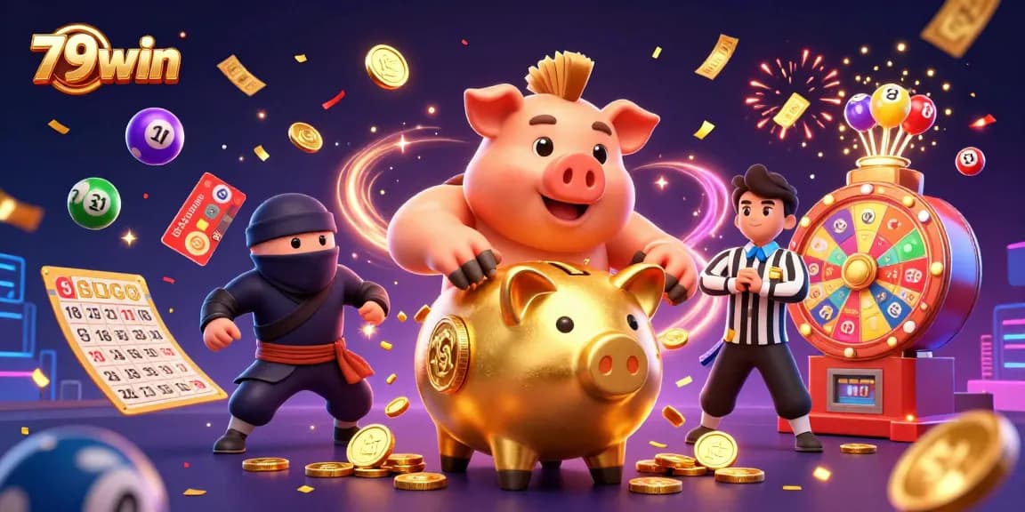 Engage with exciting gameplay at 79win, featuring dynamic lottery balls and vibrant casino elements.