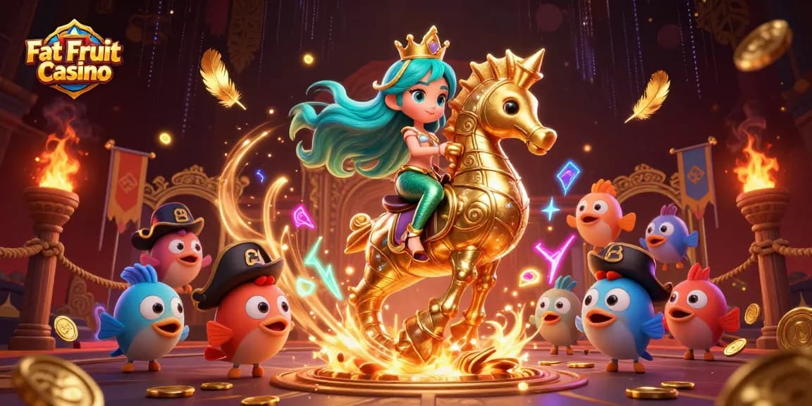 Experience the exciting games at Fat Fruit Casino with this vibrant illustration.