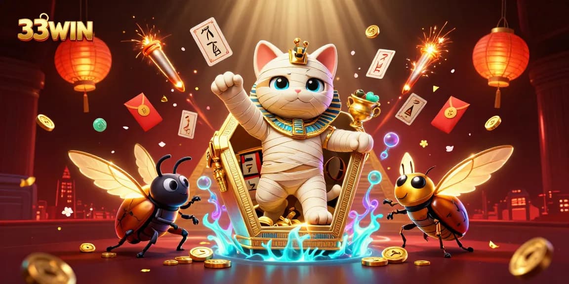 Experience thrilling gameplay at 33WIN with a vibrant 3D casino scene featuring unique characters and dynamic elements.