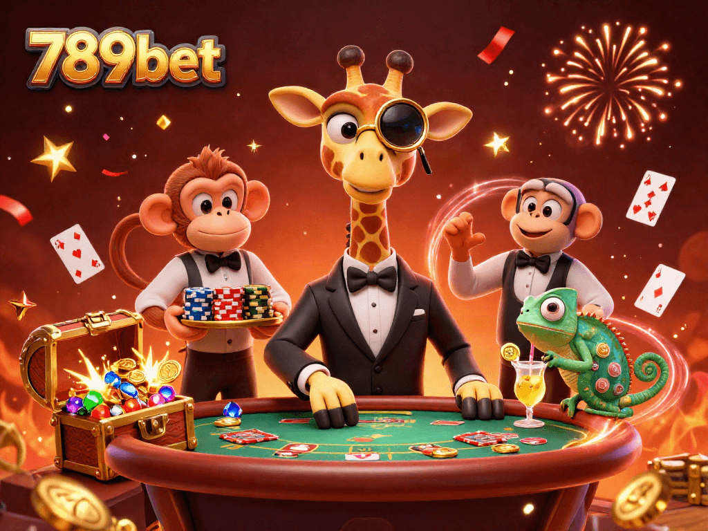 Experience the thrill with 789bet: a vibrant casino scene featuring unique 3D characters and gaming elements.