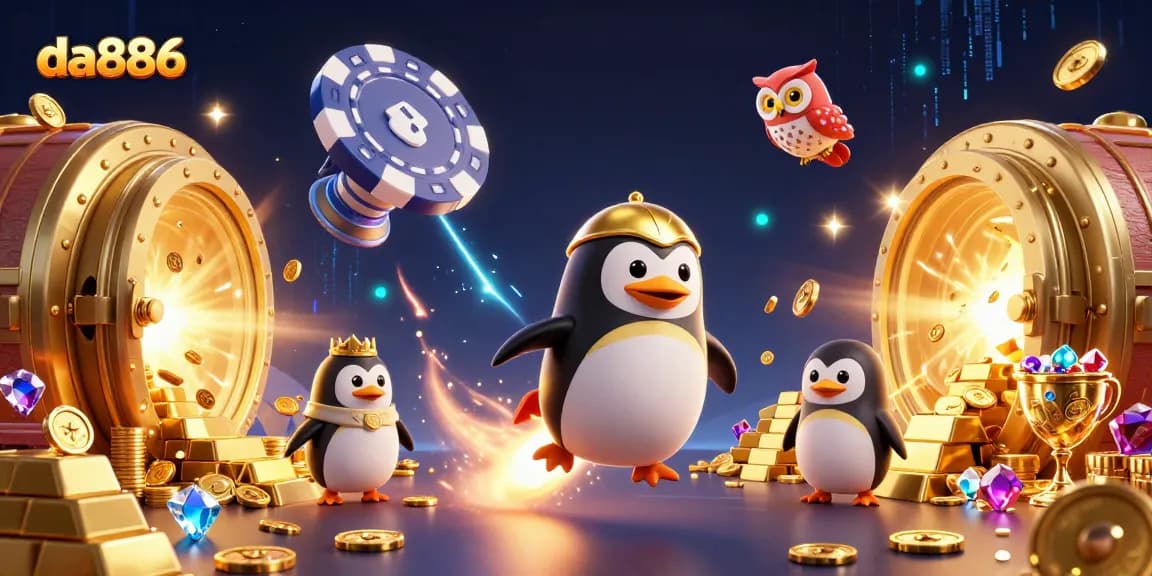 Experience thrilling wins with da886 as the golden penguin navigates a vibrant casino universe.