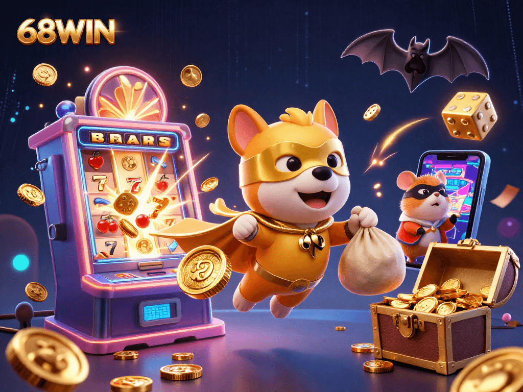 Experience thrilling wins at 68WIN's vibrant jackpot scene filled with casino excitement.