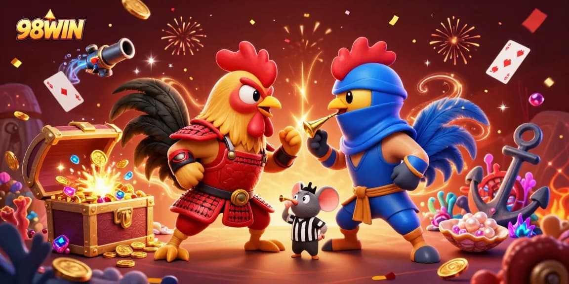 Experience thrilling 98WIN casino excitement with dynamic roosters and game elements.