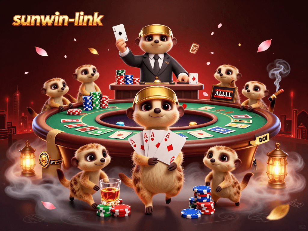 Watch the meerkats run a stunning casino operation in this vibrant sunwin-link illustration.