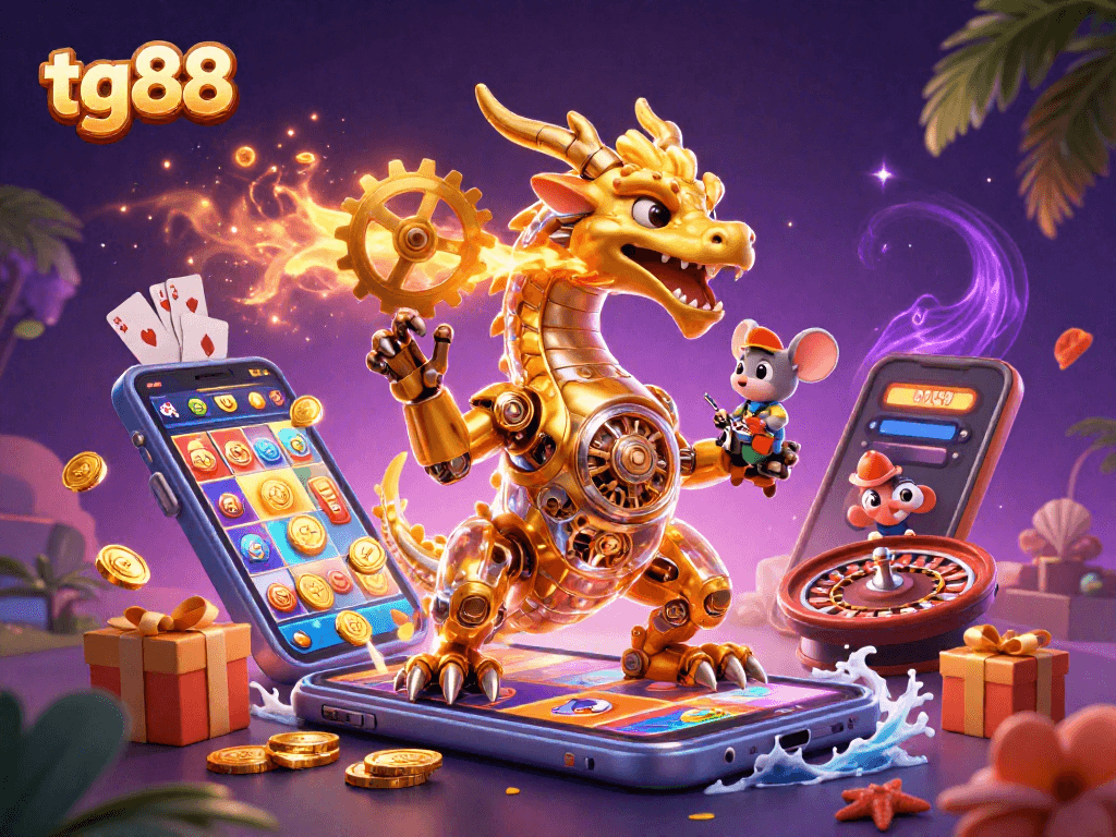 Experience the excitement of tg88's golden dragon and gaming elements igniting your luck.