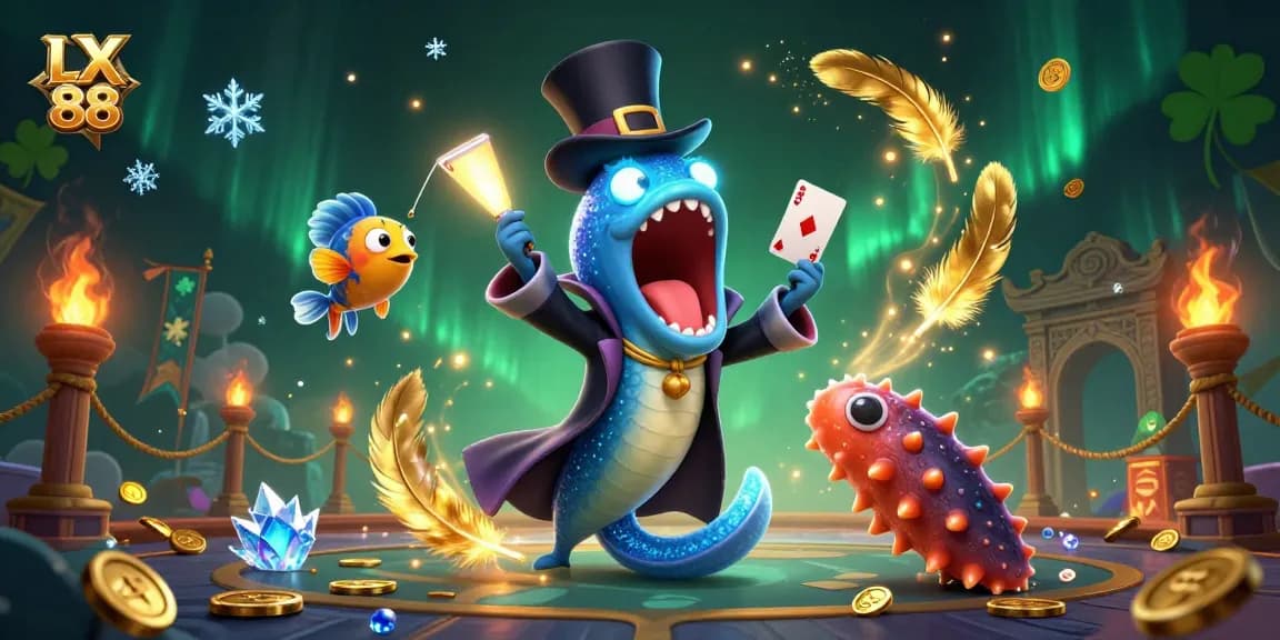 Steal the spotlight with LX 88 as a magical eel and anglerfish enchant players in a vibrant casino scene.