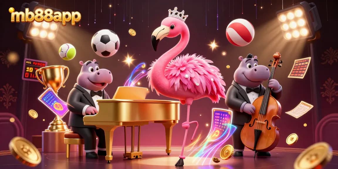 Engage with mb88app's vibrant casino scene featuring animated characters, games, and dynamic betting elements.