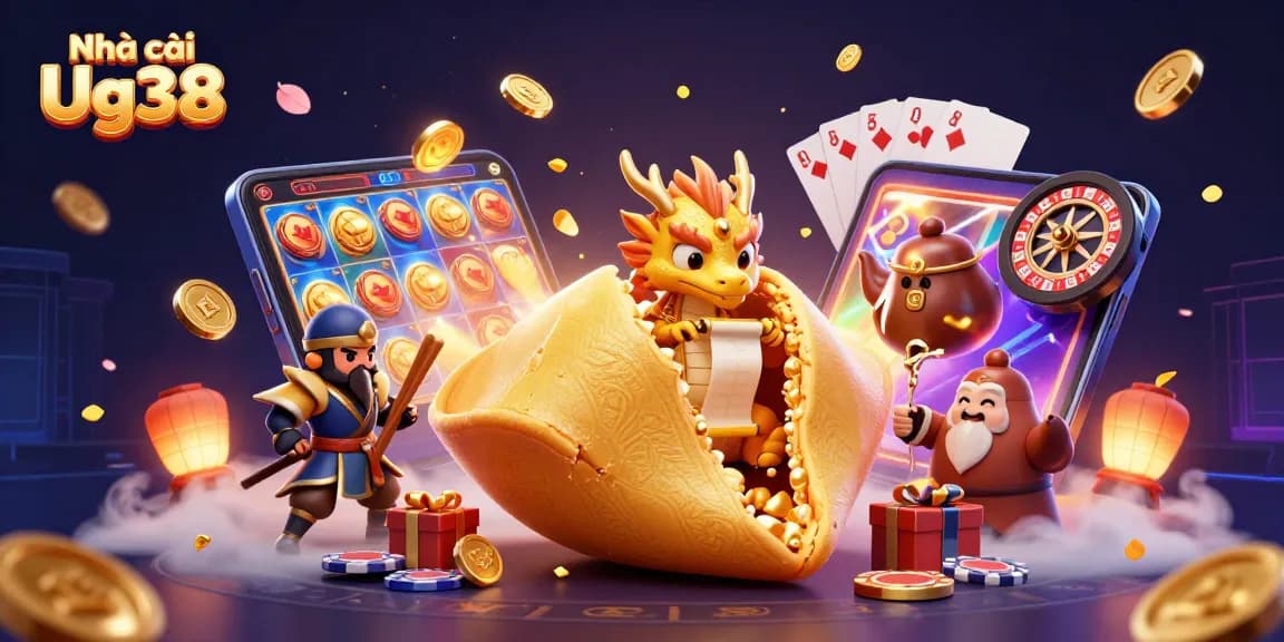 Engage in thrilling gameplay at Nhà cái Ug38 with golden coins and vibrant casino elements.