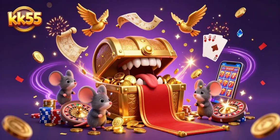 Experience the thrill of winning at kk55 with dynamic gold coins and casino elements.