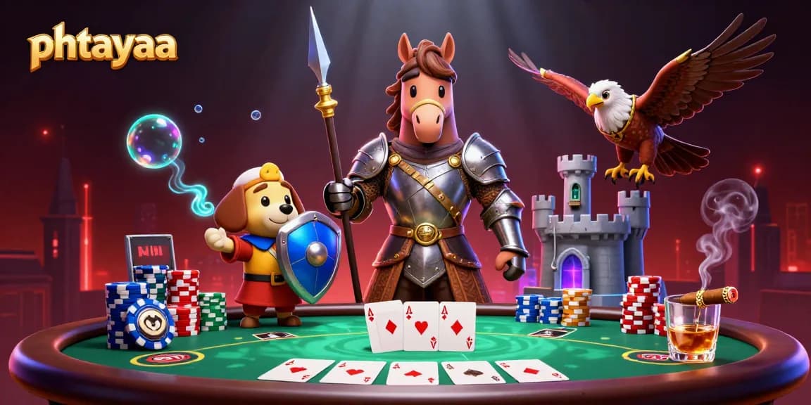 Engage in exciting gaming experiences at phtayaa with poker tables, colorful chips, and thrilling card hands.