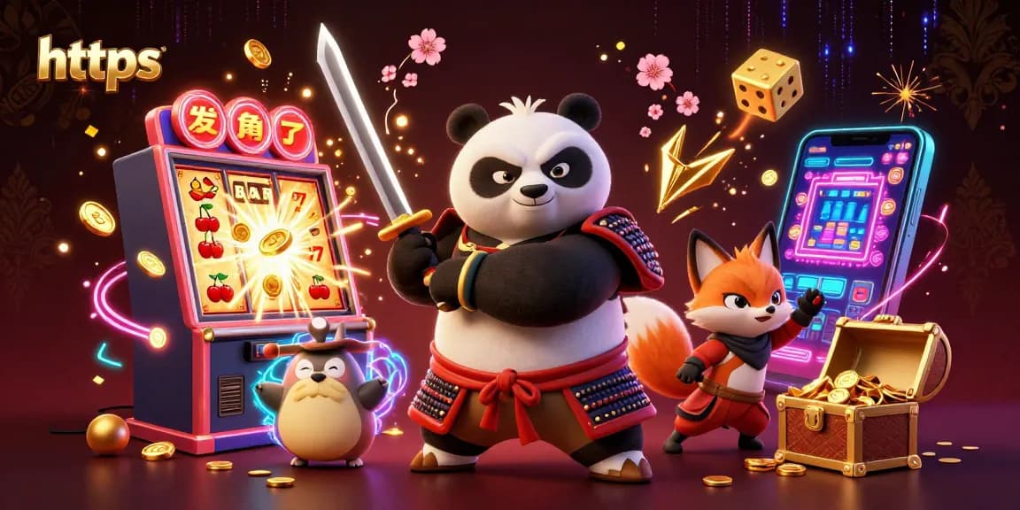 Experience thrilling gameplay at https with samurai panda and ninja fox in a vibrant casino scene.