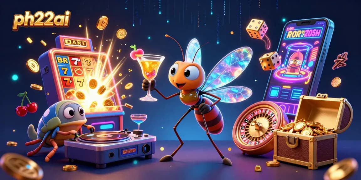 Spin the reels and unleash jackpots at ph22ai with our unique casino characters in an exciting scene.
