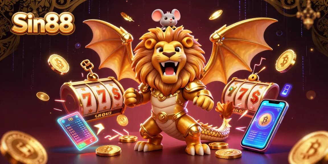 Experience exhilarating gameplay at Sin88 with golden chimera and vibrant slot reels.
