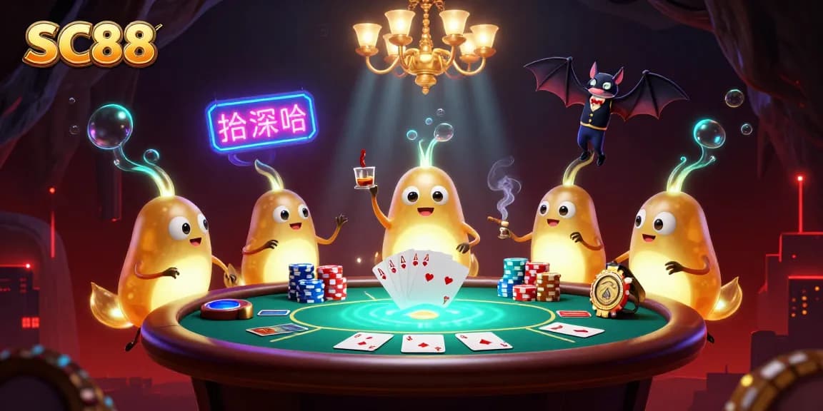 Experience thrilling gaming at SC88 with glowworms illuminating the vibrant casino scene.