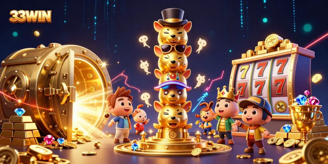 Experience thrilling wins at 33WIN casino with dynamic golden elements and vibrant visuals.