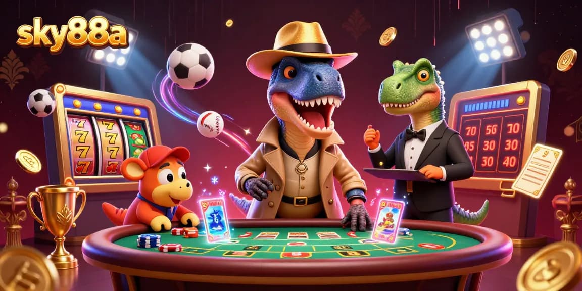 Catch thrilling moments at sky88a with a velociraptor card counter at the blackjack table amid dynamic action.