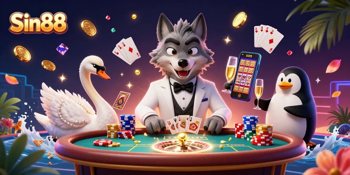 Sin88 enhances your baccarat experience with a vibrant 3D casino scene filled with excitement.