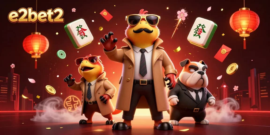 Experience thrilling gameplay at e2bet2 with vibrant raptors disguised in a trench coat at a casino.