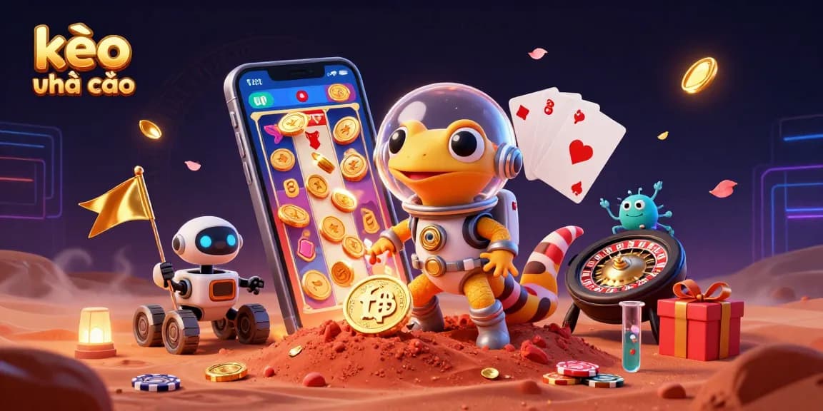 Explore the kèo nhà cái scene with a Martian gecko and casino treasures in stunning detail.
