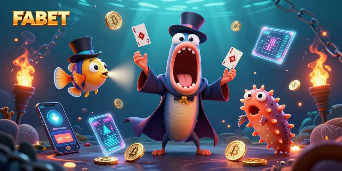 Experience magic with FABET as underwater creatures perform thrilling card tricks.