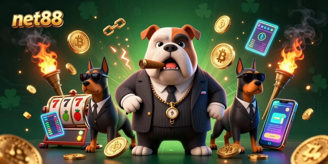 Play exciting slot games at net88 with a mafia boss bulldog and bodyguard Dobermans.