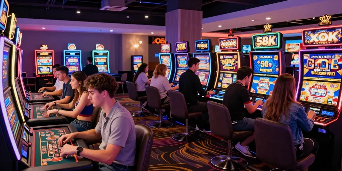 KO66 Casino lively gaming floor showcasing diverse players enjoying games and promotions.