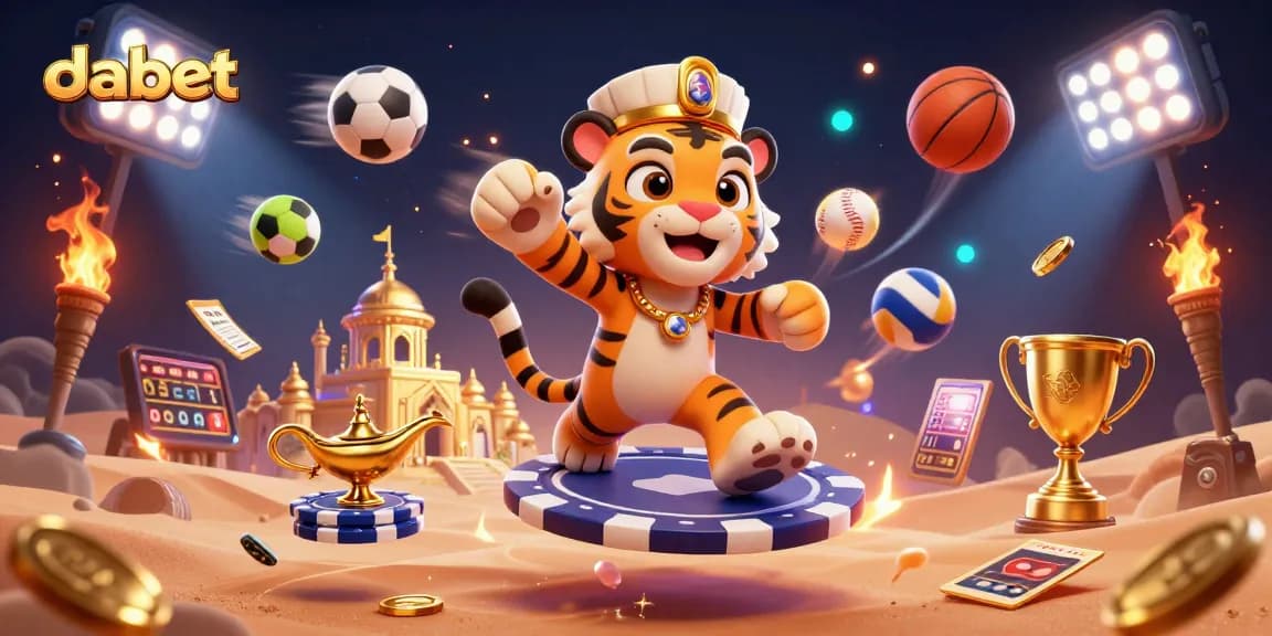 Engage with dabet's vibrant casino scene featuring a sultan on a carpet of poker chips.