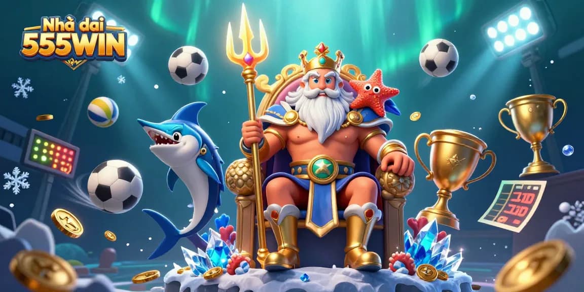 Engage with Nhà cái 555WIN's vibrant gambling universe through a captivating underwater casino scene.