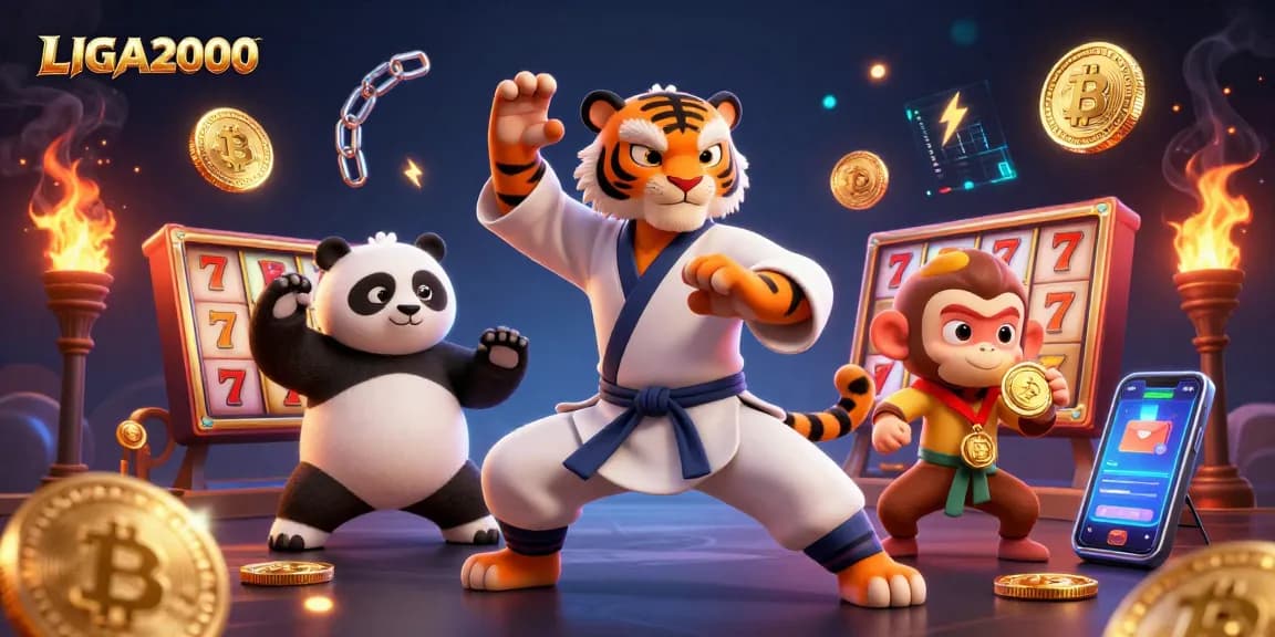Pengalaman slot online LIGA2000 dengan karakter berwarna-warni dan elemen permainan yang dinamis.