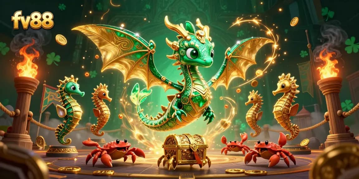 Bet on fv88 for exciting wins with an emerald sea dragon and golden treasures!