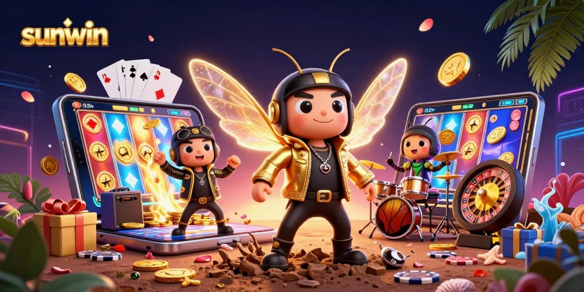 Engage with sunwin's animated casino scene showcasing vibrant slot games and dynamic characters.