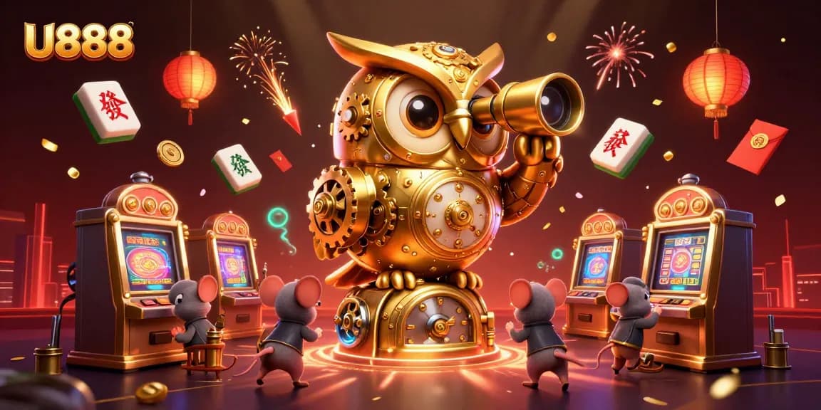 Experience thrilling gameplay at U888 with vibrant 3D casino elements and characters.