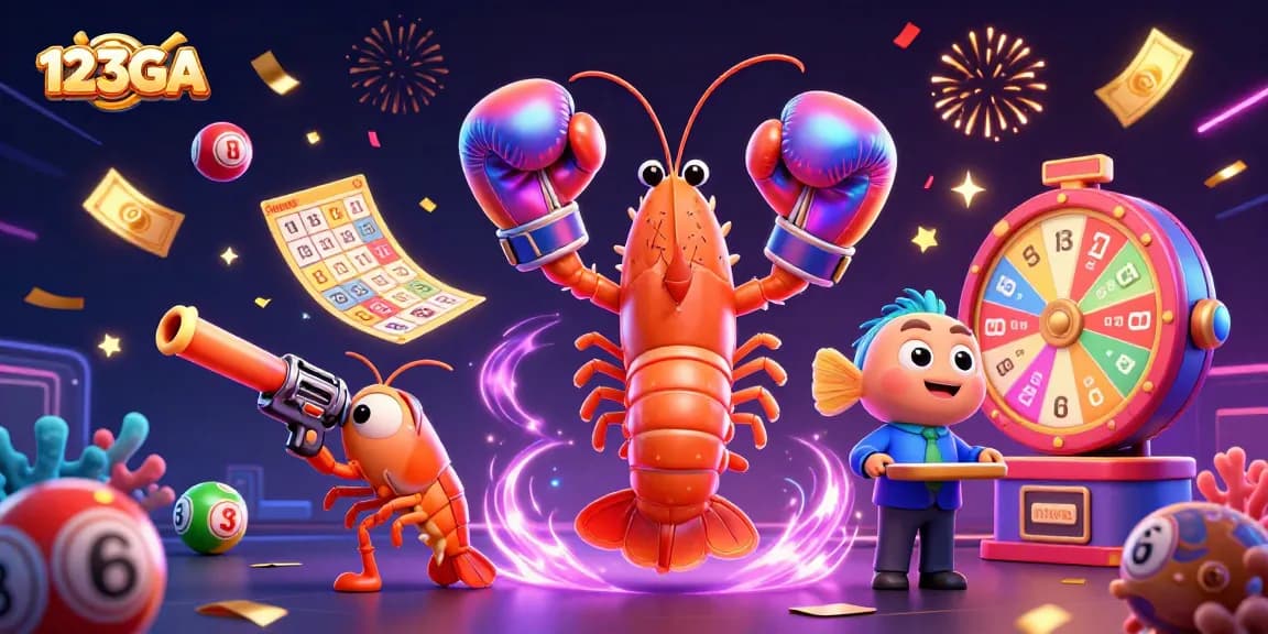 Experience the excitement of 123GA with vibrant 3D casino action, showcasing dynamic lottery elements.