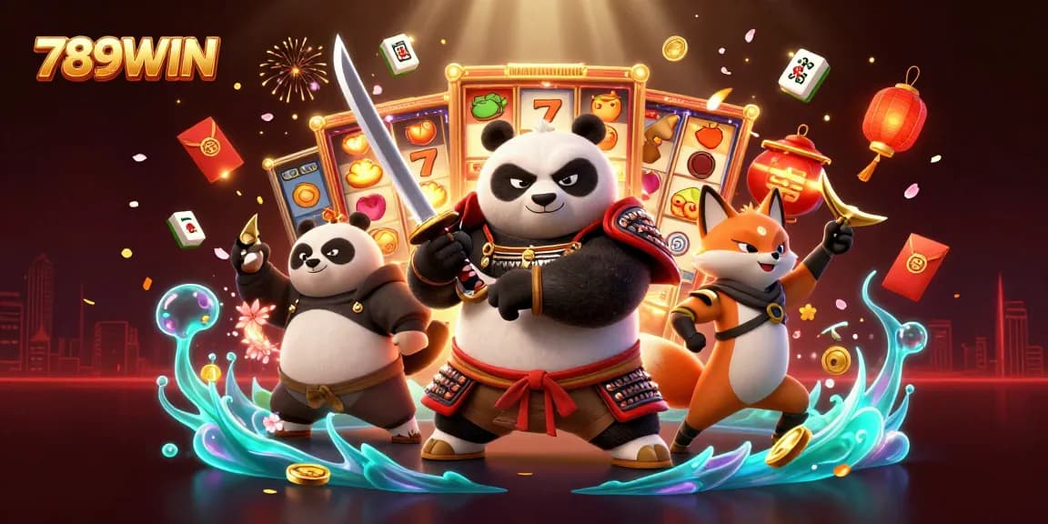 Experience thrilling gameplay at 789WIN with vibrant slot reels and dynamic characters in this captivating scene.