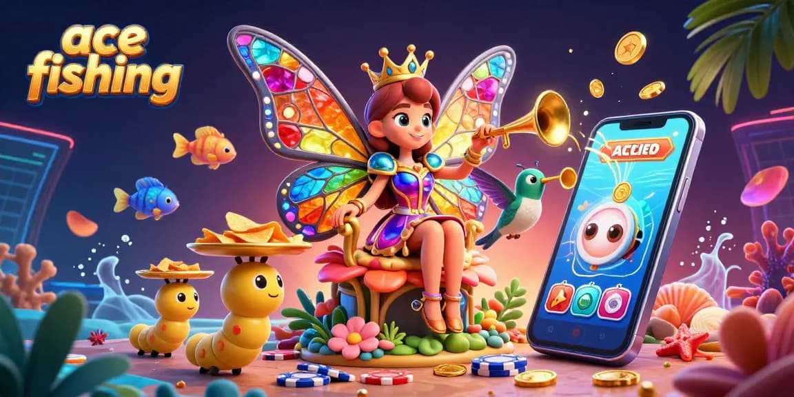 Engage in ace fishing with vibrant sea creatures and an exciting gaming backdrop.