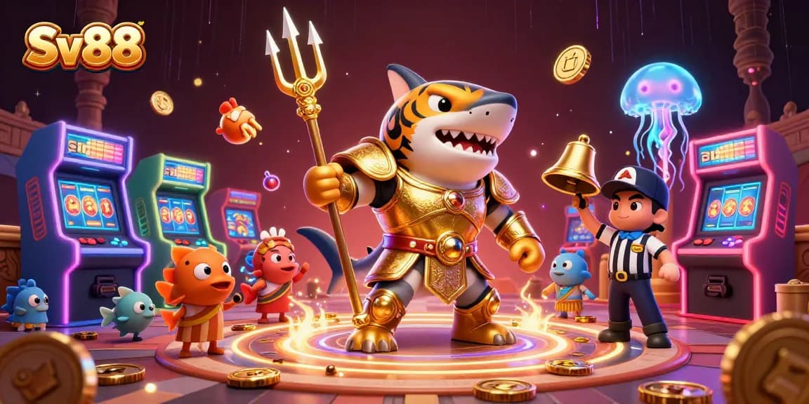 Experience the thrill of Sv88's casino action with a vibrant 3D illustration of thrilling slots.
