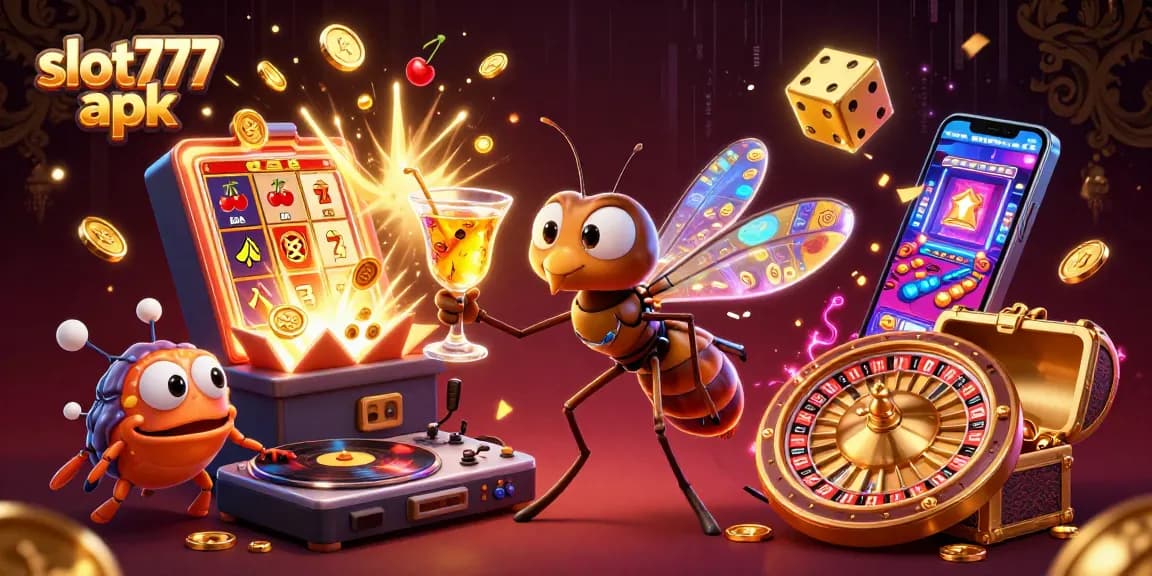 Spin and win with slot777 apk featuring dynamic casino elements and vibrant characters.
