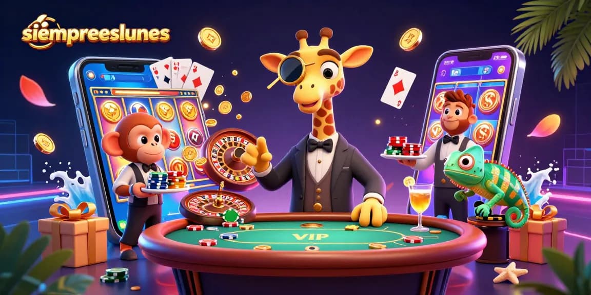 Experience exciting promotions with siempreeslunes at the dynamic online casino scene featuring colorful elements.