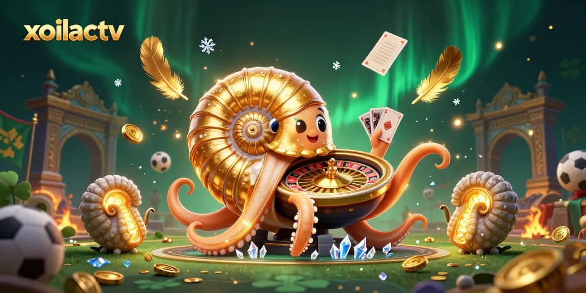 Xoilactv reveals an ancient nautilus roulette wheel surrounded by dynamic sports betting elements.