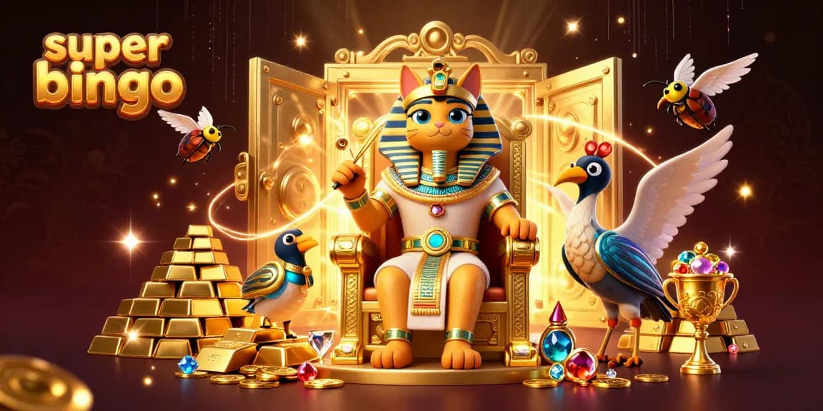 Experience super bingo excitement with vibrant visuals of classic bingo elements and jackpot thrills.