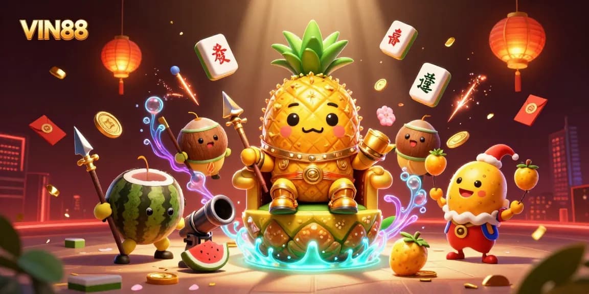 Experience the exciting world of VIN88 with playful characters and vibrant casino elements.