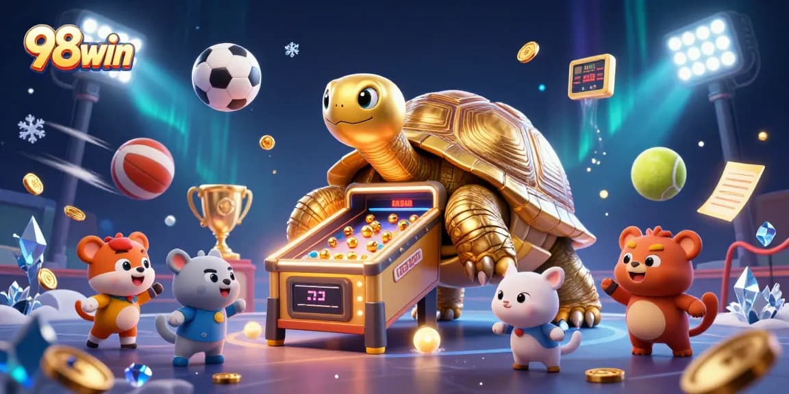 Engage in thrilling 98win gaming adventures with a vibrant scene featuring energized characters and dynamic betting elements.