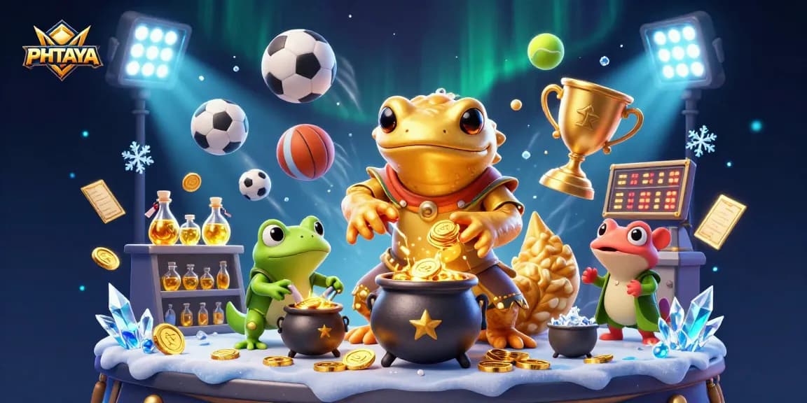 PHTAYA's dynamic gaming scene featuring enchanted characters amid animated sports betting gameplay.
