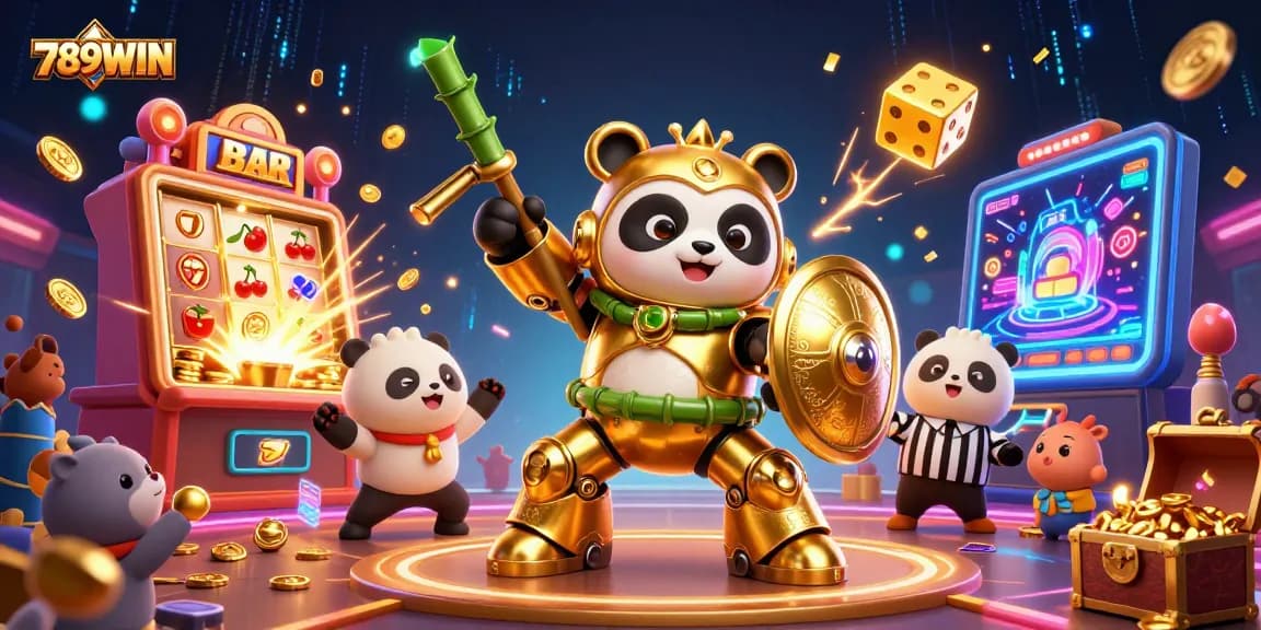 Experience 789WIN with a vibrant 3D casino scene filled with thrilling game elements amid dazzling effects.